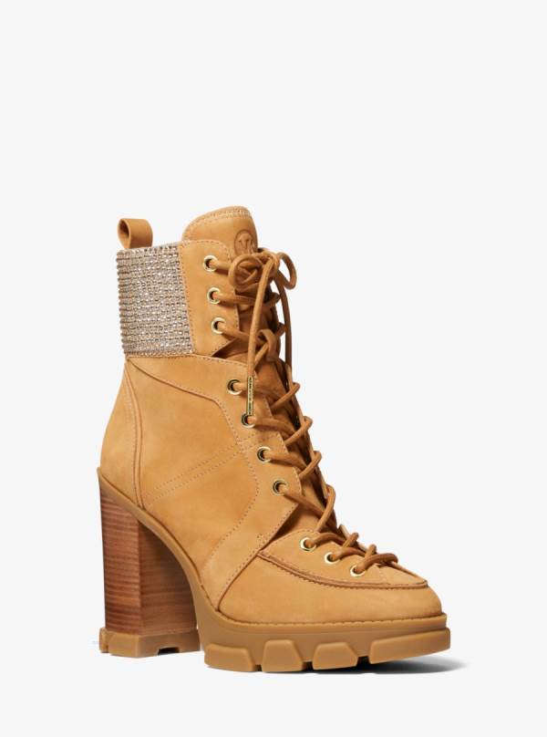 Damske Snurovacie Topanky Michael Kors Ridley Embellished Nubuck Hnede - Topanky Michael Kors Vypredaj | BLOCV-6892